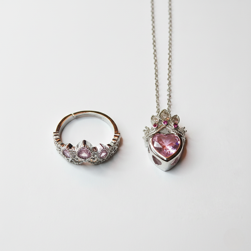 Conjunto Coroa Cristal Rosa
