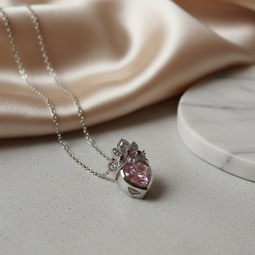 Colar Coroa Cristal Rosa