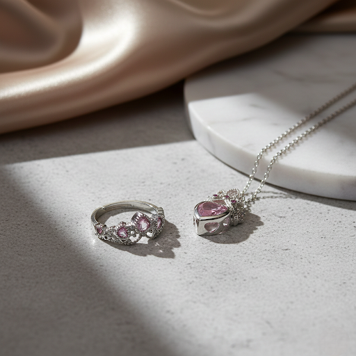 Conjunto Coroa Cristal Rosa